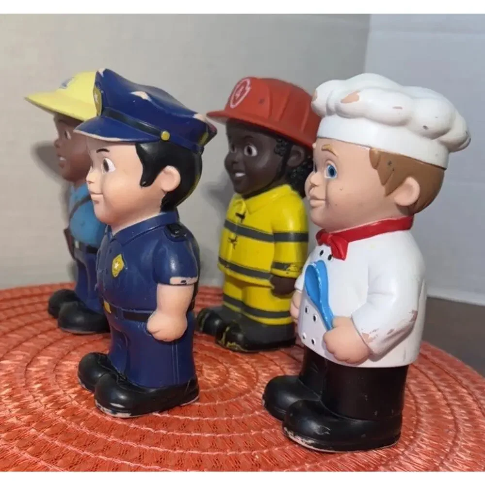 4 Early Learning Toys Soft Vinyl‎ Plastic Community Town Workers 6.5